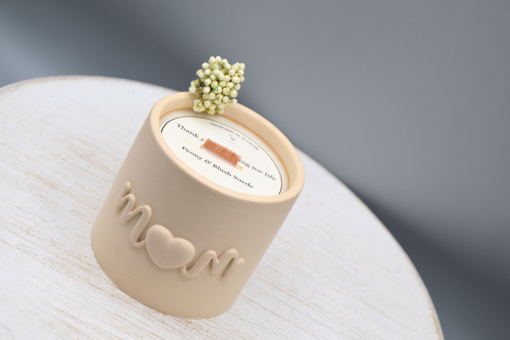 Mom Candle Peony & Blush Suede Scented