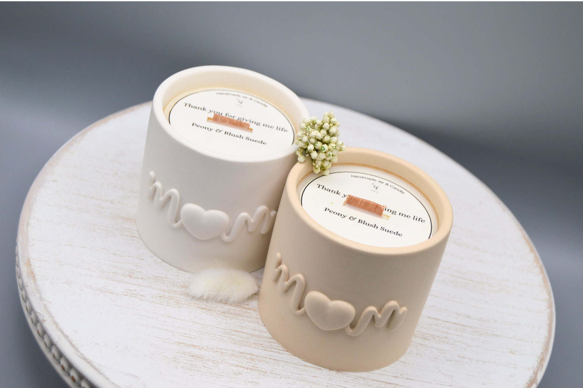 Mom Candle Peony & Blush Suede Scented